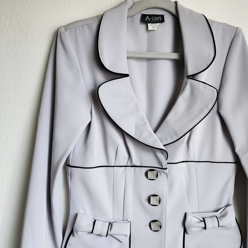 Vintage Corporate Coquette Two Piece Blazer Suit Size 7 Office Siren Statement
